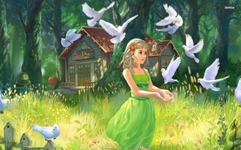 5415-girl-playing-with-doves-1680x1050-digital-art-wallpaper